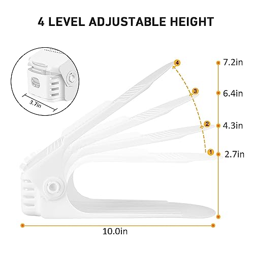 NVGSN Shoe Slots Organizer 20Pack,Shoe Stacker,Cloest Space Saver 50%,White | 4 Levels Adjustable shoe Organizer for Closet Thickening Double Layer shoe Storage Holders for Shelf,Organizador de Zapatos