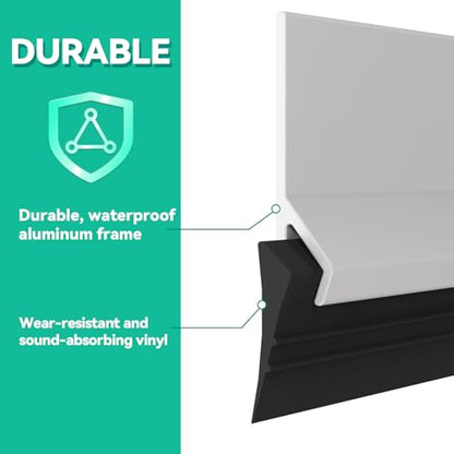 AMZNOVA Door Sweep Door Threshold Sweeper, 36in, White, 2Pack | Sweep Aluminum and Vinyl for Interior & Exterior Bottom, Dust Bug Draft Stopper Storm Weatherproof Aluminum Vinyl Sweeper