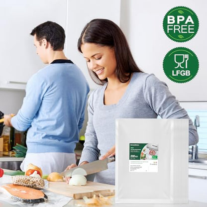 Bonsenkitchen Precut Vacuum Sealer Bags 200 Quart 8" x 12", BPA Free | Commercial Grade Textured Food Vacuum Sealer Bag, Thick Embossed Bags for Storage and Sous Vide Cooking, VB3208