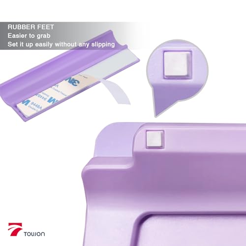 TOWON Small Desk Whiteboard 8x6 in Glass, Mini Standing Easel, Purple | Tempered writing surface, 5 markers, double-sided eraser and adhesive holder, non-slip pads, for dorm, home schooling, gifts