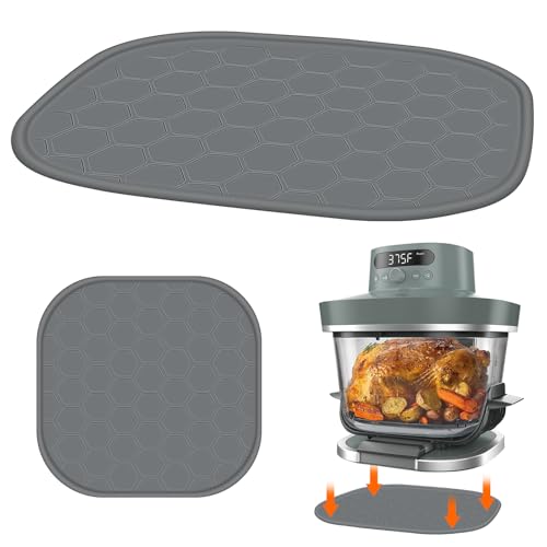 Heat Resistant Mat for Ninja Crispi Pro 6-in-1 Glass Air Fryer, Anti-slip Countertop Protector Silicone Mat Compatible with Ninja Crispi Pro Base, Dishwasher Safe, Grey