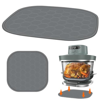 Heat Resistant Mat for Ninja Crispi Pro 6-in-1 Glass Air Fryer, Anti-slip Countertop Protector Silicone Mat Compatible with Ninja Crispi Pro Base, Dishwasher Safe, Grey