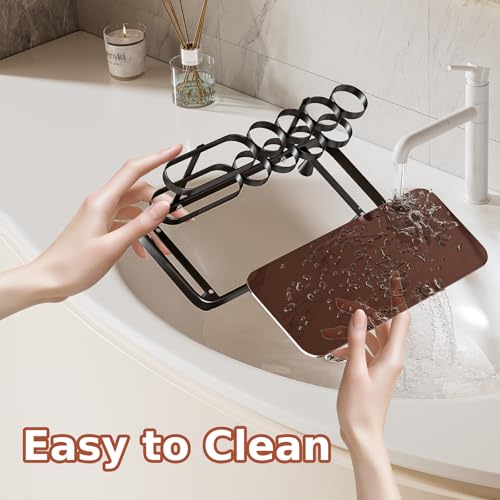 YOOLENS Electric Toothbrush Holder for Bathroom Countertop 5 Metal Slots Toothpaste Razor Mouthwash Organizer, Black