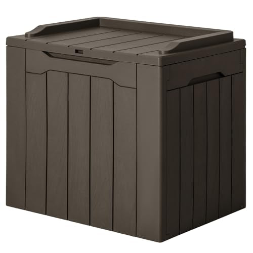 31 Gallon Resin Deck Box Waterproof Outdoor Storag... (Brown | Resin)