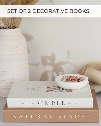 Beautiful Decorative Books - Set of 2 Boxes Enhance Your Coffee Table, Bookshelf or Mantel Shelf Decor - Aesthetic Fake/Faux Books for Modern Home Decoration, Photo Storage and as a Keepsake Box