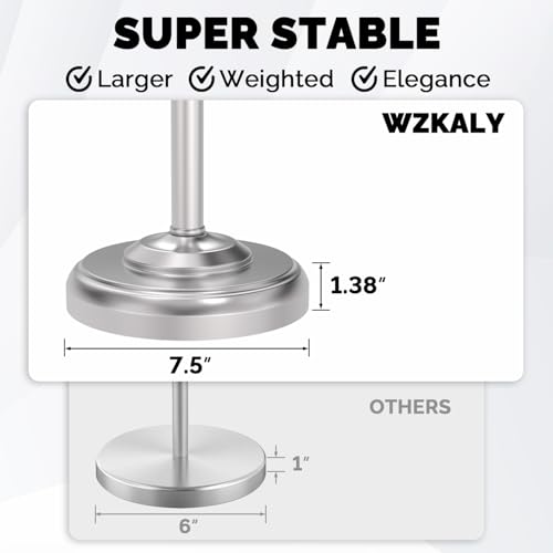 Toilet Paper Holder Stand, Brushed Nickel Toilet Paper Holder Free Standing, Post Pivoting Design & Stable Weighted Base SUS304 Stainless Steel for Bathroom(Mega Roll)