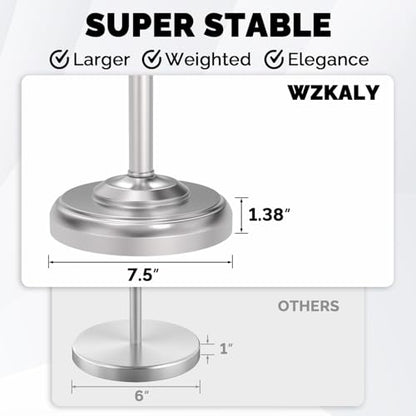 Toilet Paper Holder Stand, Brushed Nickel Toilet Paper Holder Free Standing, Post Pivoting Design & Stable Weighted Base SUS304 Stainless Steel for Bathroom(Mega Roll)