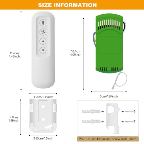 Ceiling Fan Remote Control Kit Replacement for Hunter 99770 | Universal 3-speed Fan Control Kit for Hunter Hampton Bay Harbor Breeze Ceiling Fans. Fits 99392/99813/99770/99122/99123/99198