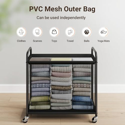 Laundry Hamper 3 Section, 120L Rolling Laundry Sorter with Wheels | Removable Washable Liner Bags, Sturdy Steel Frame and Metal Handle, 3 Compartment Clothes Organizer for Laundry Sorting