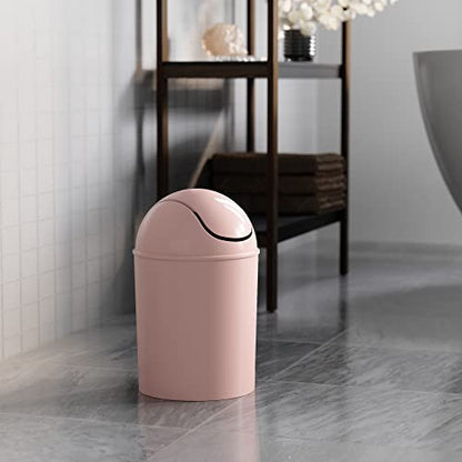 Umbra 1.25 Gallon Mini Waste Can with Removable Swing-Top Lid - Small Garbage Bin for Kitchen, Bathroom, Bedroom, Office - Compact Trash Can Fit Under Tables & Counters - Pink
