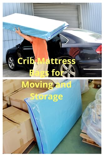 2 Pack Crib Mattress Storage Bags with Zipper, 4 Mil Thick Cover | Plastic Mattress Protector for Moving, Waterproof, Heavy Duty, Tear and Puncture Resistant, Long Term Use
