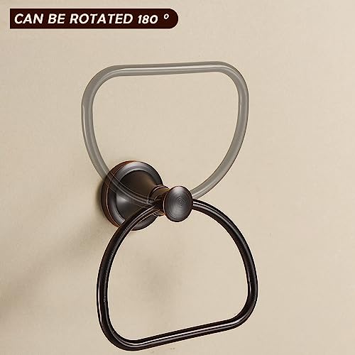 Bronze Towel Ring,Bathroom Hand Towel Holder,Oil Rubbed Towel Hanger Wall Mount Farmhouse Towel Rack Rustic Bath Accessories Half Round