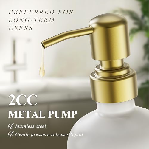 Kitchen Soap Dispenser Set Comes with Ceramics Sponge Holder, Gold Pumps, and Instant Dry Tray, Hand and Dish Soap Dispenser Set, Kitchen Decor and Accessories for Countertop Organizer