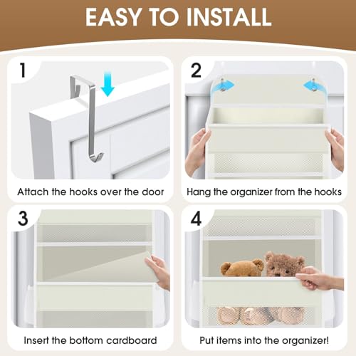 1Pack Over The Door Organizer Large Capacity Hanging Storage Room Organizer | 40 lb Capacity, Ultra-Sturdy, Foldable, Mesh Design with Clear Window, Space-Saving Organizer for Pantry, Nursery & Closet