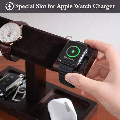 ProCase Wood Watch Display Stand Holder for Men, Fathers Day Gift for Dad, Wristwatch Tower with T-Bar Design, Hanging Watch Rack, Wooden Wrist Watch Tree