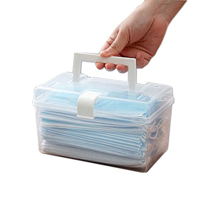 Mask Dispenser with Lid,High Capacity Mask Storage Box for Home Office School (Single Buckle)