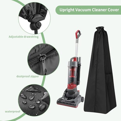 Upright Vacuum Cleaner Storage Bag Household Sweeper Cleaner Protective Dust Bag Stand Vacuum Cleaner Pouch 15" L x 15" W x 48.5" H Black Only Cover