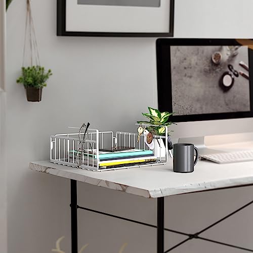 Simple Houseware 2-Pack Under Shelf Wire Metal Basket Shelf, White | Space-Saving Storage Organizer for Kitchen, Pantry, Closet, Office, No Tools Required