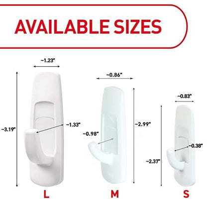Command Medium White Hooks, 9 Hooks, 12 Strips | Damage-Free Hanging with Adhesive, Heavy Duty Hanging Great for Organization and Storage, Holds up to 3 lb