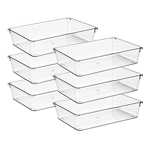 6 Pack Drawer Organizer - 6" X 9" Plastic Storage... (6 Count | Transparent)