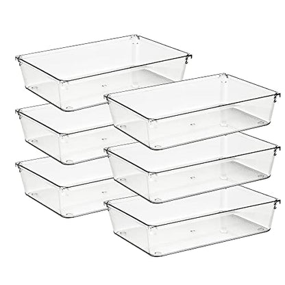 6 Pack Drawer Organizer - 6" X 9" Plastic Storage... (6 Count | Transparent)
