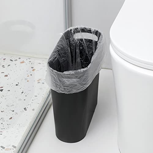 Small Trash Can, 3.5 Gallon Slim Garbage Can Plast... (Black | Plastic)