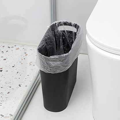 Small Trash Can, 3.5 Gallon Slim Garbage Can Plast... (Black | Plastic)