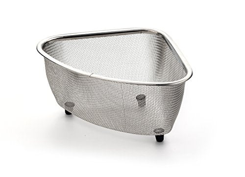 RSVP International Endurance® In-Sink Mesh Colander Strainer Basket, 3 Quart | Organize Sponges, Collect Food Scraps | Dishwasher Safe | Small Corner Basket | Steaming, Draining & Rinsing