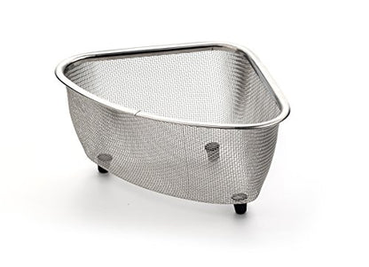 RSVP International Endurance® In-Sink Mesh Colander Strainer Basket, 3 Quart | Organize Sponges, Collect Food Scraps | Dishwasher Safe | Small Corner Basket | Steaming, Draining & Rinsing