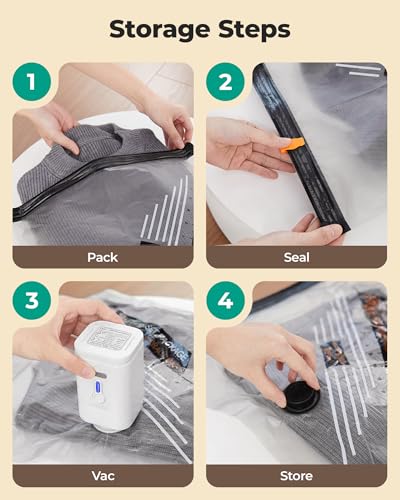 BAGSMART Travel Vacuum Bags for Suitcase & Home, 18 Pack with Wireless Pump | Cordless Pump, Triple-Seal Leak-Proof, 18-Pack 3 Sizes, For Suitcase & Home, With Toiletry Shoe & Laundry Bags