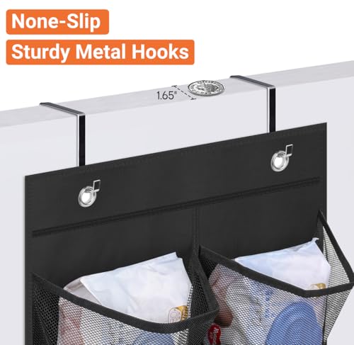 2 Packs Narrow Over the Door/Wall Shoe Organizer, Small Hanging Shoe Rack for Closet with Clear Mesh Pocket for Bathroom, RV, Pantry, Camping (Black)
