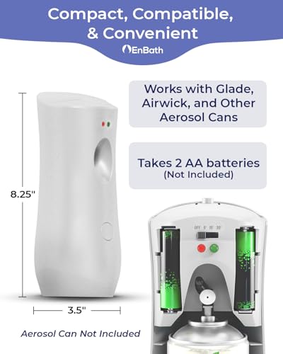 Automatic Air Freshener Spray Dispenser, White Wall Mounted or Free Standing Battery Operated Sprayer for Home or Commercial Use, 3 Auto Time Settings for Scent Release for Room/Bathroom Freshness