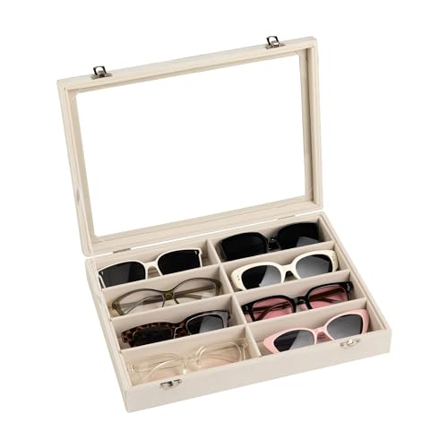 8-Slot Sunglass Organizer,Velvet Sunglass Holder for Drawer | Vanity Glass Holder,Sunglass Case For Multiple Sunglass,Sunglass Tray for Drawer,Sunglass Box for Women,Eyeglass Organizer