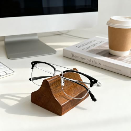 2 Pcs Glasses Stand, Wood Eyeglasses Holder for Desk , Sunglasses Display Case for Home, Office, Desk, Countertop, Nightstand
