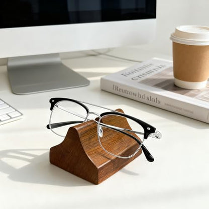 2 Pcs Glasses Stand, Wood Eyeglasses Holder for Desk , Sunglasses Display Case for Home, Office, Desk, Countertop, Nightstand