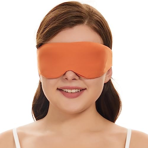 ALASKA BEAR Side Sleeper Sleep Mask, Patented, 100% Blackout, Tangerine | Cup-shaped Design, Zero Pressure, Ultra-soft fabric, Machine Washable, Ideal for Home & Travel
