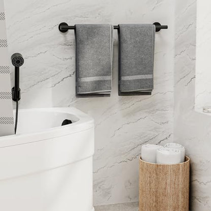 Matte Black Towel Bar, 24 Inch Bathroom Towel Rack | (Total Length 26-Inch), Towel Holder Wall Mounted, Thicken SUS304 Stainless Steel Towel Rod Modern Home Decor