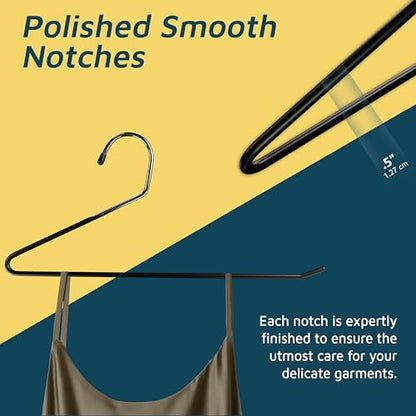 Lifemaster Metal Pants Hanger Set - 30 Pieces Elegant Non-Slip Closet Space Saving Hanger Set for Pants, Trouser, Blankets, and Jeans with Rubber Coating and Open Ended Sleek Design - Black