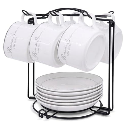 Coffee Cup Holder,Foldable Metal Tea Cup Holder for Cup,Saucers & Spoons | Storing and Displaying Cups,for Countertop,Sturdy & Rust-Resistant,Space Saving,Easy Assembly,Home Decor & Organizer