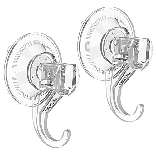 VIS'V Shower Suction Cup Hooks, Removable and Reusable, Clear, Small, 6 Pcs | Clear Invisible Design, Locking Suction Technology, Dual Vacuum Suction, Heavy Duty, Fits for Smooth Flat Surfaces