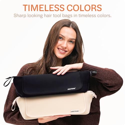 Hair Tools Organizer - Hot Hair Tools Travel Bag with Heat Resistant Mat, Large Capacity Pouch for Flat Irons, Curling Wands, Hair Dryers - Black