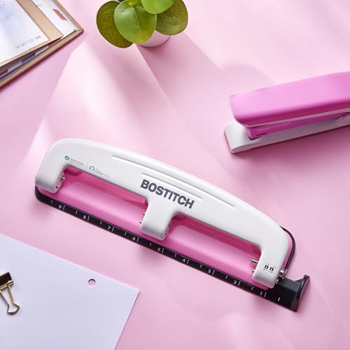 PaperPro inCOURAGE 12 Reduced Effort 3-Hole Punch, 12 Sheets, Pink (2188)