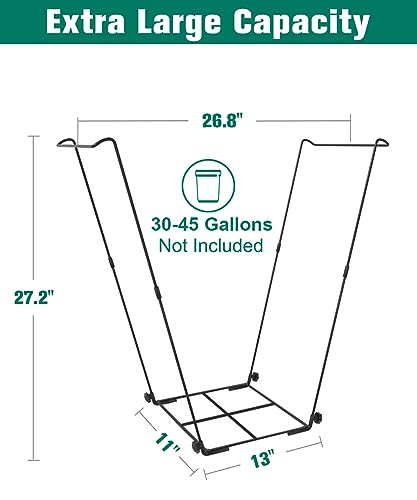 Outdoor Trash Bag Holder Stand - Heavy Duty Metal... (Black | metal)
