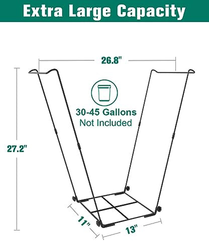 Outdoor Trash Bag Holder Stand - Heavy Duty Metal... (Black | metal)
