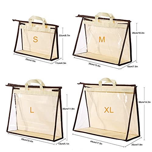 8 Pack Handbag Dust Bags Clear Purse Storage Organizer for Closet, Hanging Zipper Storage Bag for Handbags
