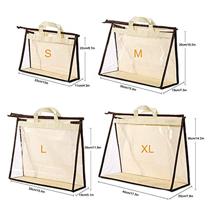 8 Pack Handbag Dust Bags Clear Purse Storage Organizer for Closet, Hanging Zipper Storage Bag for Handbags