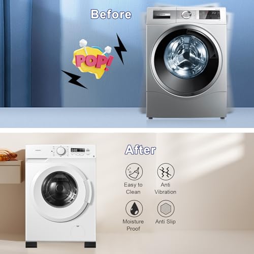 4Pcs Anti Vibration Pads for Washing Machine, Stops Washer Dryer Moving, Prevents Noise, Vibration Transfer, Antivibration Stabilizer Support Feet Mat Suitable for Most Furniture (Increase1.8in)