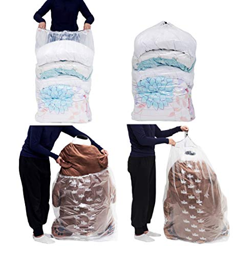 Dust Cover Big Plastic Drawstring Bags Multi-Purpose for Storage and Keeping Luggage, Big Dolls, Blankets, Pillows, Suitcase Good for Household Organizing Reusable Set of 4 bags Size S, M, L, XL