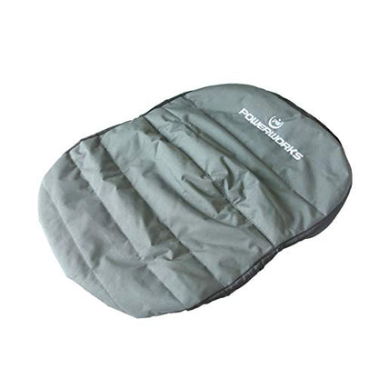 POWERWORKS Weatherproof Deluxe Riding Lawn Mower Seat Cover, Medium, Black | For Seats 12.4-14.1" High, 600D Oxford Cloth,Storage Pockets, Non-slip Cushioned Surface, Weatherproof Lawn Tractor Cover
