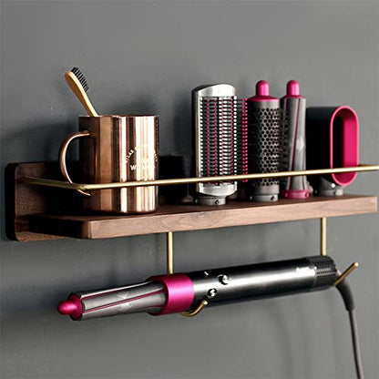 Wall Mounted Holder for Dyson Airwrap Styler Hair... (Brown | Metal, Wood)